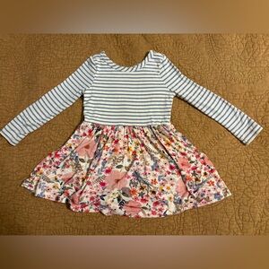 Little Sleepies mauve meadow stripes twirl dress with bodysuit